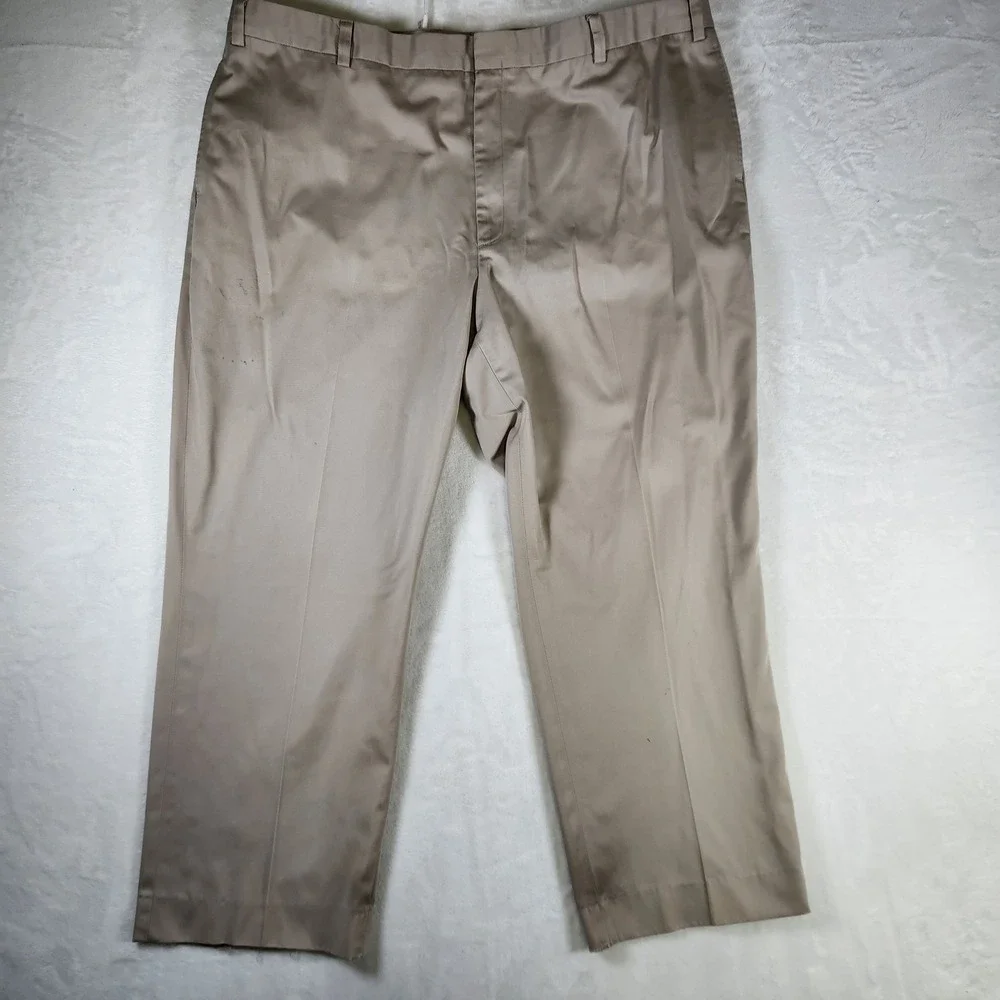 LL Bean Mens Tan Khaki Pants Size 44‎ Cotton Blend Trousers Chinos